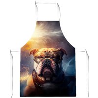 Warren Reed - Designer Bulldog With Glasses Splashart Golden Junior Apron in Brown
