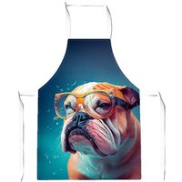 Warren Reed - Designer Bulldog With Glasses Splashart Apron in Brown