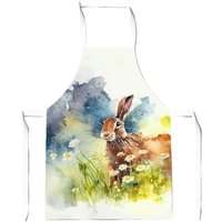 Warren Reed - Designer Hare & Daisies Watercolour Junior Apron in Brown