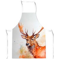 Warren Reed - Designer Majestic Stag Watercolour Junior Apron in Brown