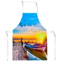 Warren Reed - Designer Sunset Of Colours At The Lake Apron in Blue