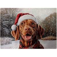 Warren Reed - Designer Christmas Vizsla Glass Chopping Board