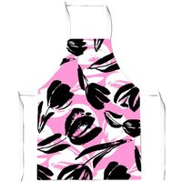 Warren Reed - Designer Nature Flat Spring Flower Motif In Pink & Black Color Junior Apron