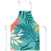 Warren Reed - Designer Abstract Bright Colorful Tropical Leaves Apron in Blue