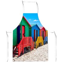 Warren Reed - Designer Beach Huts At Muizenberg Beach, Cape Town, South Africa Apron in Blue