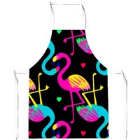 Warren Reed - Designer Vivid Flamingo Pattern Apron in Black