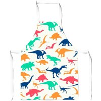 Warren Reed - Designer Multicoloured Dinosaurs Junior Apron in Blue