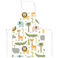 Warren Reed - Designer Cute Safari Animals Junior Apron in Green