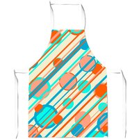 Warren Reed - Designer Retro Stripes & Circles Apron in Blue