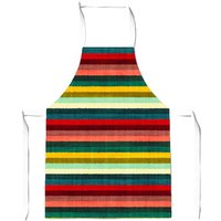 Warren Reed - Designer Multicolour Striped Brish Pattern Apron in Green