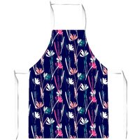 Warren Reed - Designer Hand Drawn Wild Flowers Apron in Blue