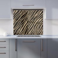 Warren Reed - Designer Golden Zebra Print Kitchen Splashback in Brown | Size: 600mm x 750mm
