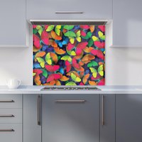 Warren Reed - Designer Rainbow Butterflies Kitchen Splashback in Red | Size: 900mm x 650mm