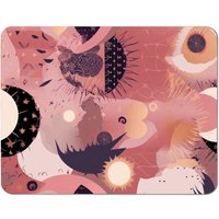 Warren Reed - Designer Pink Green Fan Palms Kitchen Splashback | Size: 900mm x 650mm