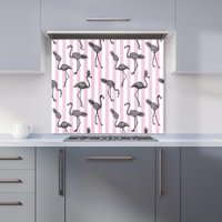 Warren Reed - Designer Pineapple Flamingo Kitchen Splashback in Pink | Size: 700mm x 750mm
