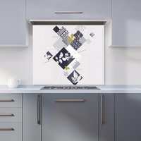 Warren Reed - Designer Abstract Botanical Kitchen Splashback in Grey | Size: 900mm x 750mm