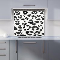 Warren Reed - Designer Dark Tropical Green Leaves Kitchen Splashback in Black | Size: 600mm x 750mm