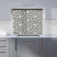Warren Reed - Designer Hexagonal Geometric Pattern Kitchen Splashback in Black | Size: 600mm x 600mm