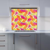 Warren Reed - Designer Watermelon Design Kitchen Splashback in Orange | Size: 600mm x 750mm