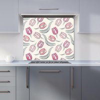 Warren Reed - Designer Tulips Kitchen Splashback in Pink | Size: 600mm x 650mm