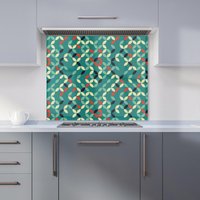 Warren Reed - Designer Geometric Pattern Design Kitchen Splashback in Green | Size: 600mm x 600mm