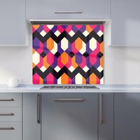 Warren Reed - Designer Coloured Abstract Pattern Kitchen Splashback in Red | Size: 600mm x 650mm