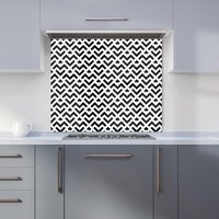Warren Reed - Designer Black & White Abstract Pattern Kitchen Splashback | Size: 700mm x 650mm