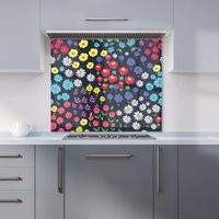 Warren Reed - Designer Multicoloured Flower Pattern Kitchen Splashback in Red | Size: 900mm x 650mm