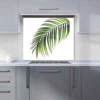 Warren Reed - Designer Single Palm Leaf Kitchen Splashback in Green | Size: 600mm x 650mm