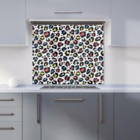 Warren Reed - Designer Coloured Leopard Print Kitchen Splashback in Blue | Size: 600mm x 650mm