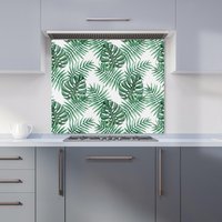 Warren Reed - Designer Watercolour Tropical Leaves Kitchen Splashback in Green | Size: 700mm x 750mm