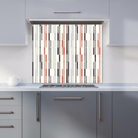 Warren Reed - Designer Dashed Stroke Pattern Kitchen Splashback in Red | Size: 600mm x 600mm