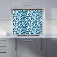 Warren Reed - Designer Exotic Rainforest Leaves Kitchen Splashback in Blue | Size: 900mm x 650mm