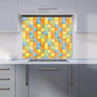 Warren Reed - Designer Baby Watercolour Blanket Pattern Kitchen Splashback in Yellow | Size: 600mm x 650mm