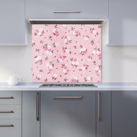 Warren Reed - Designer Pretty Pink Flower Pattern Kitchen Splashback | Size: 600mm x 650mm