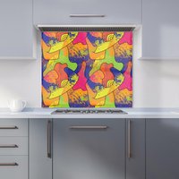 Warren Reed - Designer Bright Abstract Pattern Kitchen Splashback in Yellow | Size: 600mm x 600mm