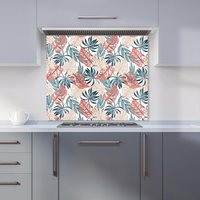 Warren Reed - Designer Tropical Leaf Pattern Kitchen Splashback in Green | Size: 600mm x 650mm
