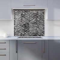 Warren Reed - Designer Orange Floral Pattern Kitchen Splashback in Black | Size: 600mm x 750mm