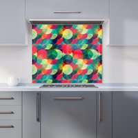 Warren Reed - Designer Colourful Grunge Circle Pattern Kitchen Splashback in Red | Size: 900mm x 650mm