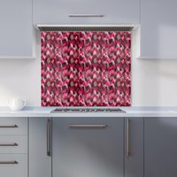 Warren Reed - Designer Modern Flower Pattern Kitchen Splashback in Pink | Size: 900mm x 650mm