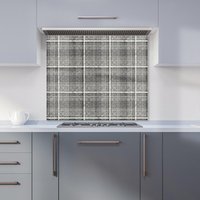 Warren Reed - Designer Monochrome Textured Checked Pattern Kitchen Splashback in Grey | Size: 900mm x 750mm