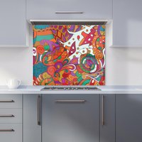 Warren Reed - Designer Mehndi Design Kitchen Splashback in Red | Size: 900mm x 750mm