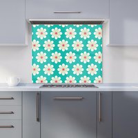 Warren Reed - Designer Daisy Pattern Kitchen Splashback in Green | Size: 700mm x 650mm