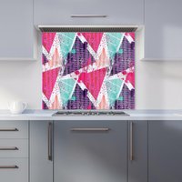 Warren Reed - Designer Shabby Geometric Pattern Kitchen Splashback in Pink | Size: 600mm x 750mm