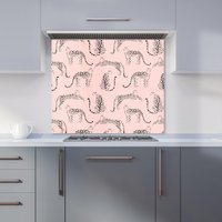 Warren Reed - Designer Abstract Leopard Pattern Kitchen Splashback in Pink | Size: 600mm x 600mm