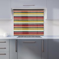 Warren Reed - Designer Multicolour Striped Brish Pattern Kitchen Splashback in Green | Size: 900mm x 750mm
