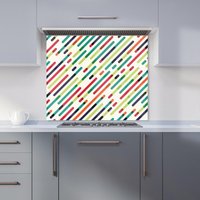 Warren Reed - Designer Coloured Diagonal Abstract Pattern Kitchen Splashback in Green | Size: 700mm x 650mm