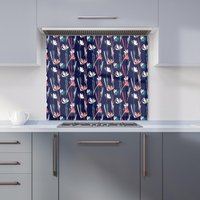 Warren Reed - Designer Hand Drawn Wild Flowers Kitchen Splashback in Blue | Size: 600mm x 650mm