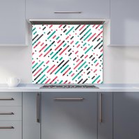 Warren Reed - Designer Overlapping Coloured Diagonal Lines Kitchen Splashback in Green | Size: 700mm x 750mm
