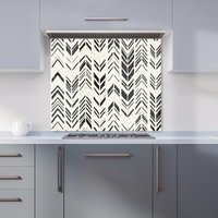Warren Reed - Designer Hand Drawn Chevron Pattern Kitchen Splashback in Black | Size: 900mm x 650mm